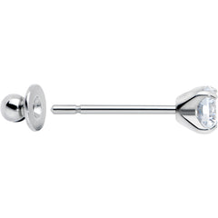 4mm Clear CZ Gem Implant Grade Titanium Stud Earrings