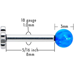 16G 5/16 Blue Synthetic Opal Titanium Threadless Flower Labret