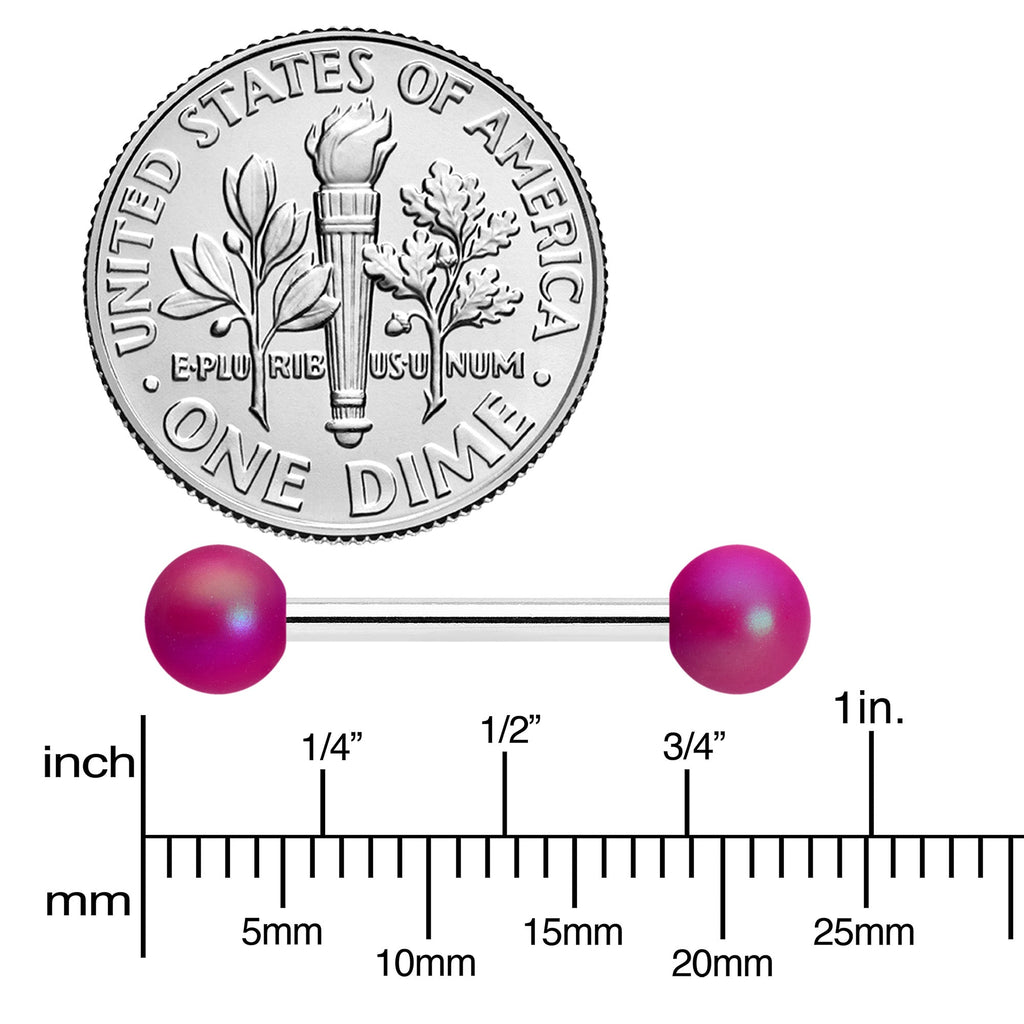 14G 9/16 Matte Purple Aurora Barbell Nipple Ring Set