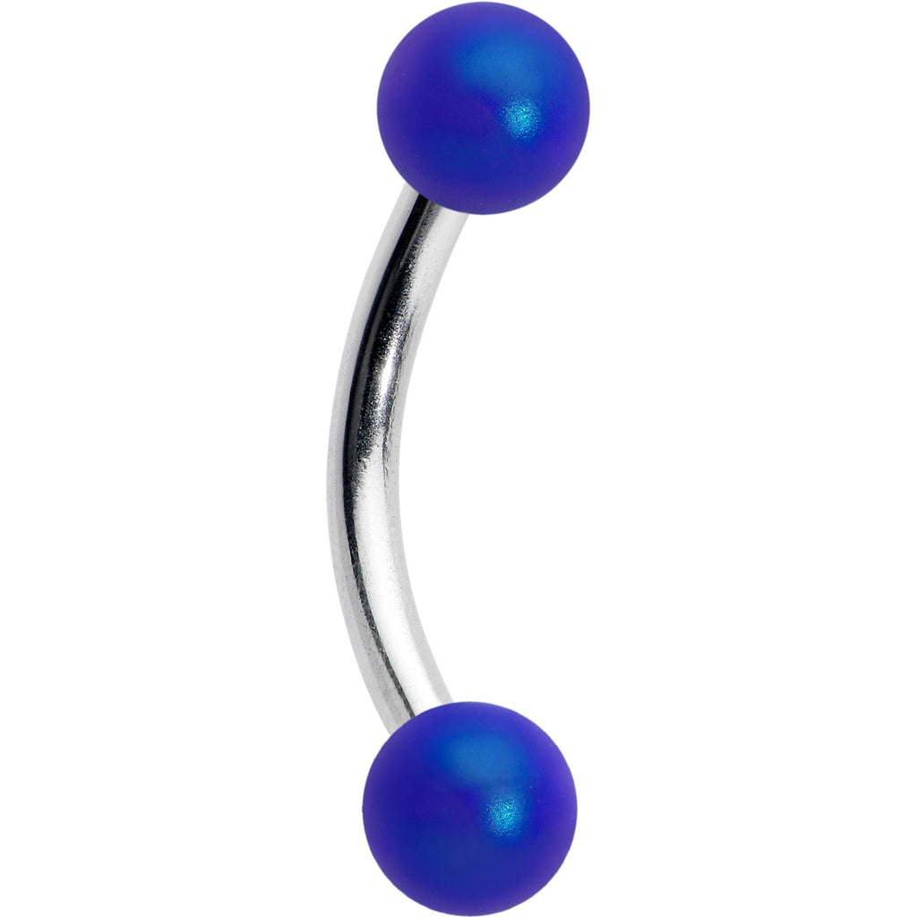 16G 5/16 Matte Blue Aurora Curved Eyebrow Ring