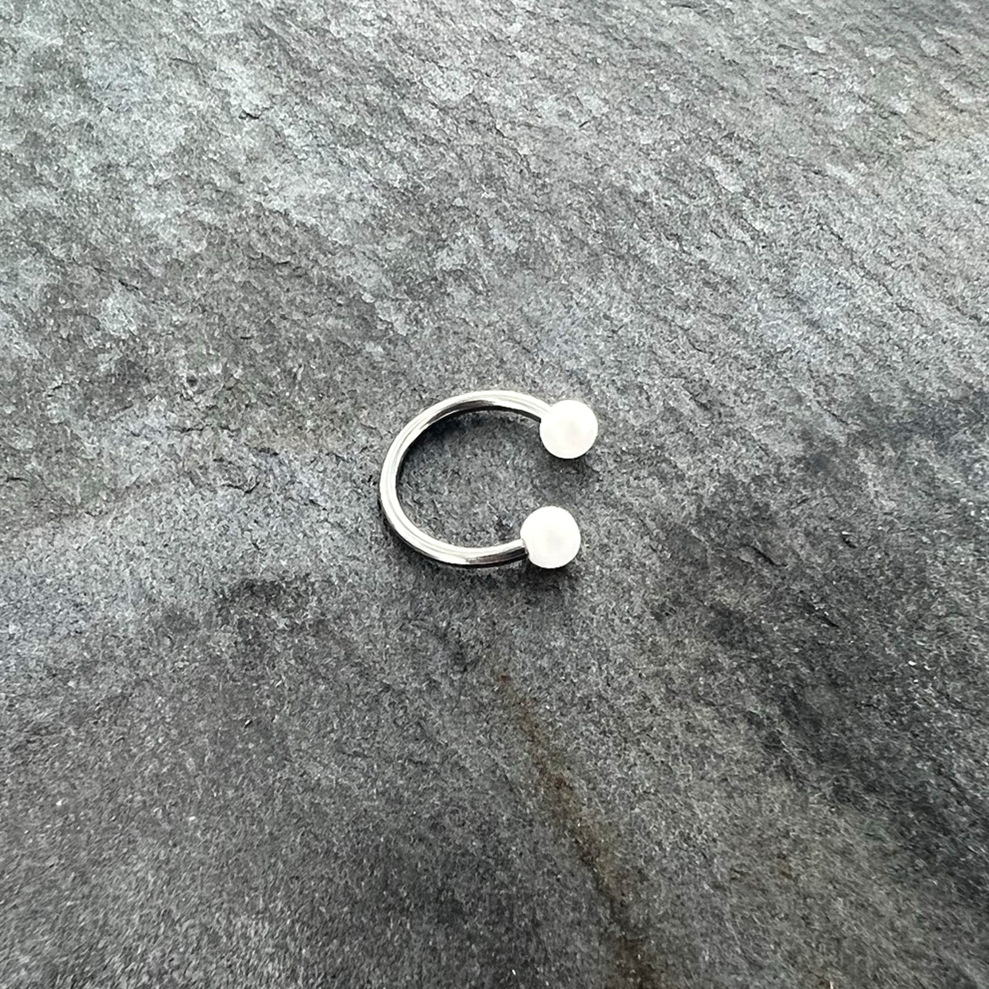 16G 3/8 Matte White Aurora Horseshoe Circular Barbell