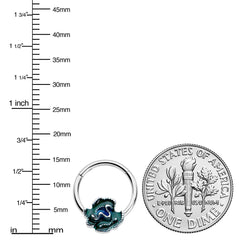 16G 3/8 Spring Flower Green Blue Hinged Segment Ring