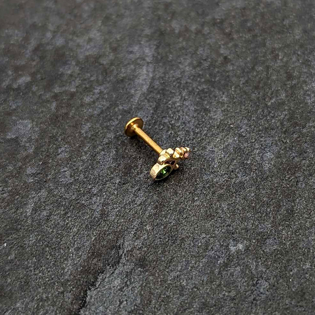 16G 5/16 Green Gem Gold Tone Shades of Spring Labret Monroe Tragus