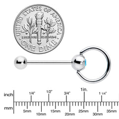 Blue Gem 316L Surgical Steel Captive Ring End Barbell Tongue Ring