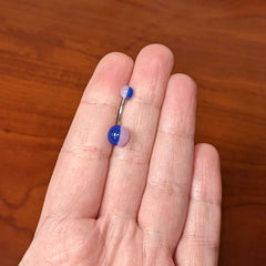Two Tone Blue Pink Stripe Acrylic Ball Belly Ring