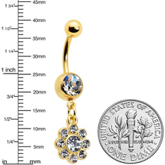 Clear Gem Gold Tone Whimsy Flower Dangle Belly Ring