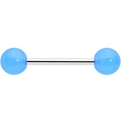 Light Blue Acrylic UV Glow Ends Barbell Tongue Ring