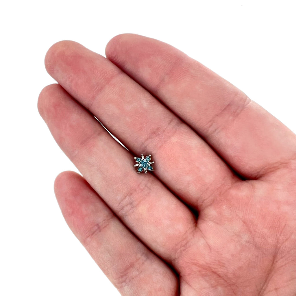 16G 1/4 Blue Gem Stylish Snowflake Cartilage Tragus Earring