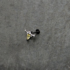 16G 5/16 Clear Yellow Gem Black Butterfly Labret Monroe Tragus