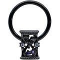 16G 3/8 Purple Gem Black Heart Goth Hourglass Hinged Segment Ring