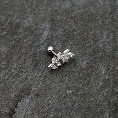 16G 1/4 Clear CZ Gem Flower And Vine Cartilage Tragus Earring