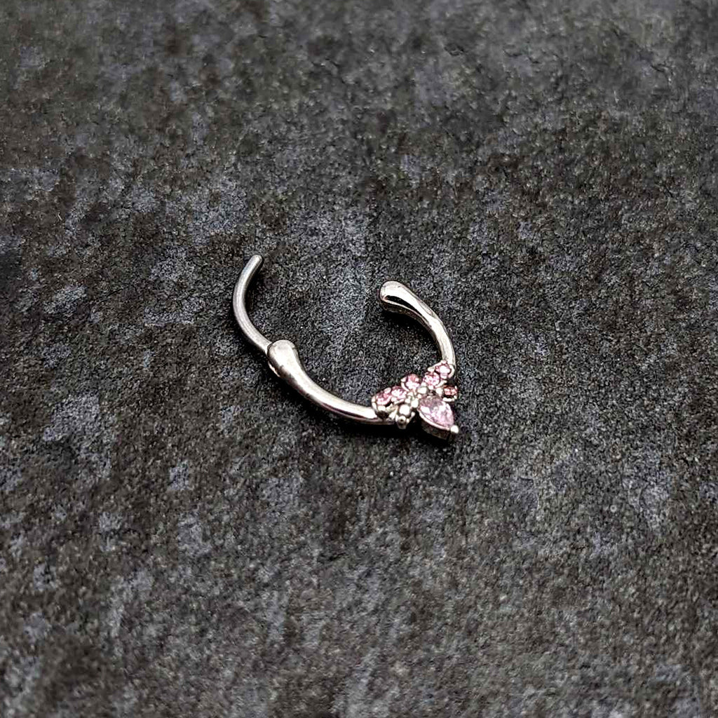 16G 5/16 Pink Gem Bee Glamour Cartilage Clicker