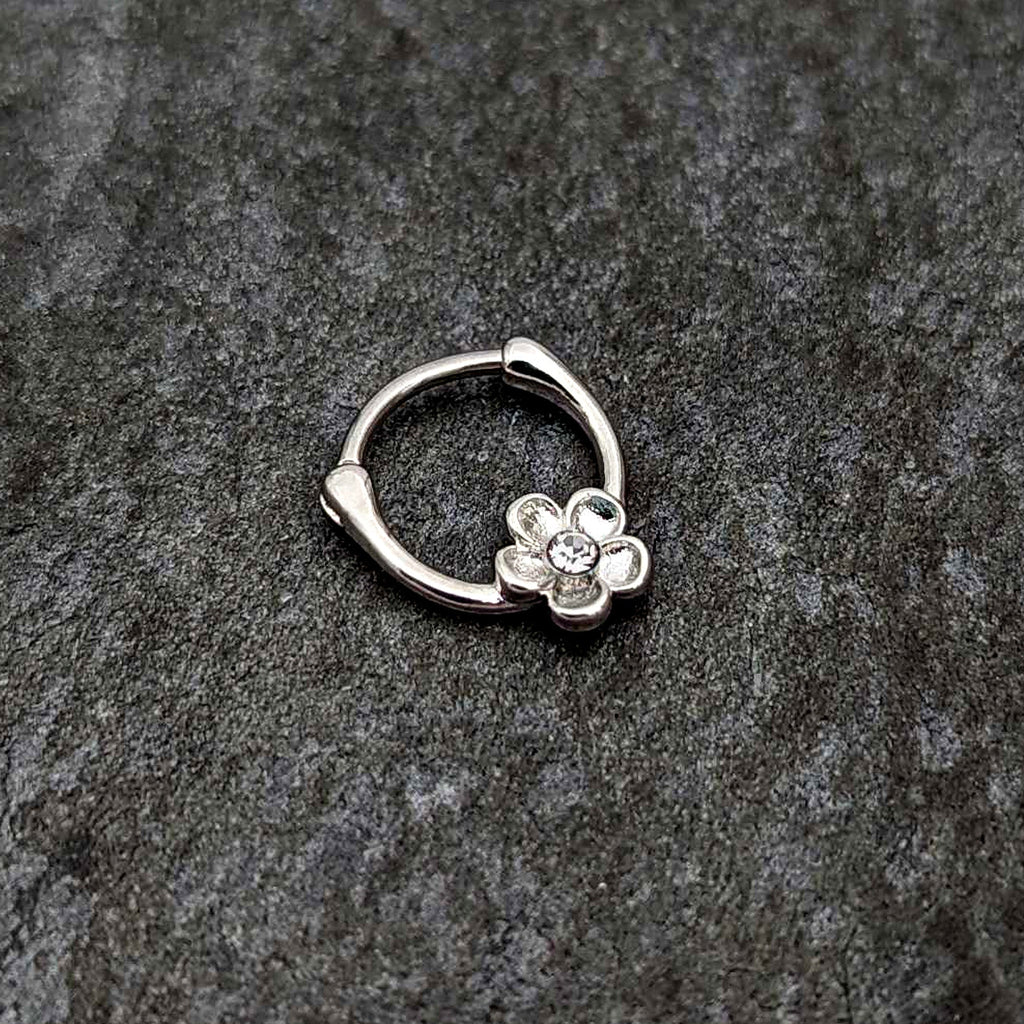 16G 5/16 Clear Gem Sweetheart Flower Cartilage Clicker