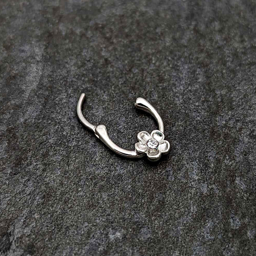 16G 5/16 Clear Gem Sweetheart Flower Cartilage Clicker