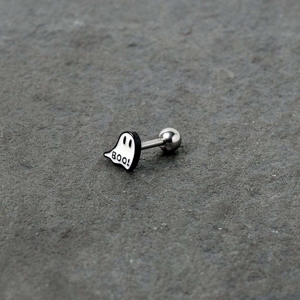 16G 1/4 White Ghost Glow in the Dark Cartilage Tragus Earring