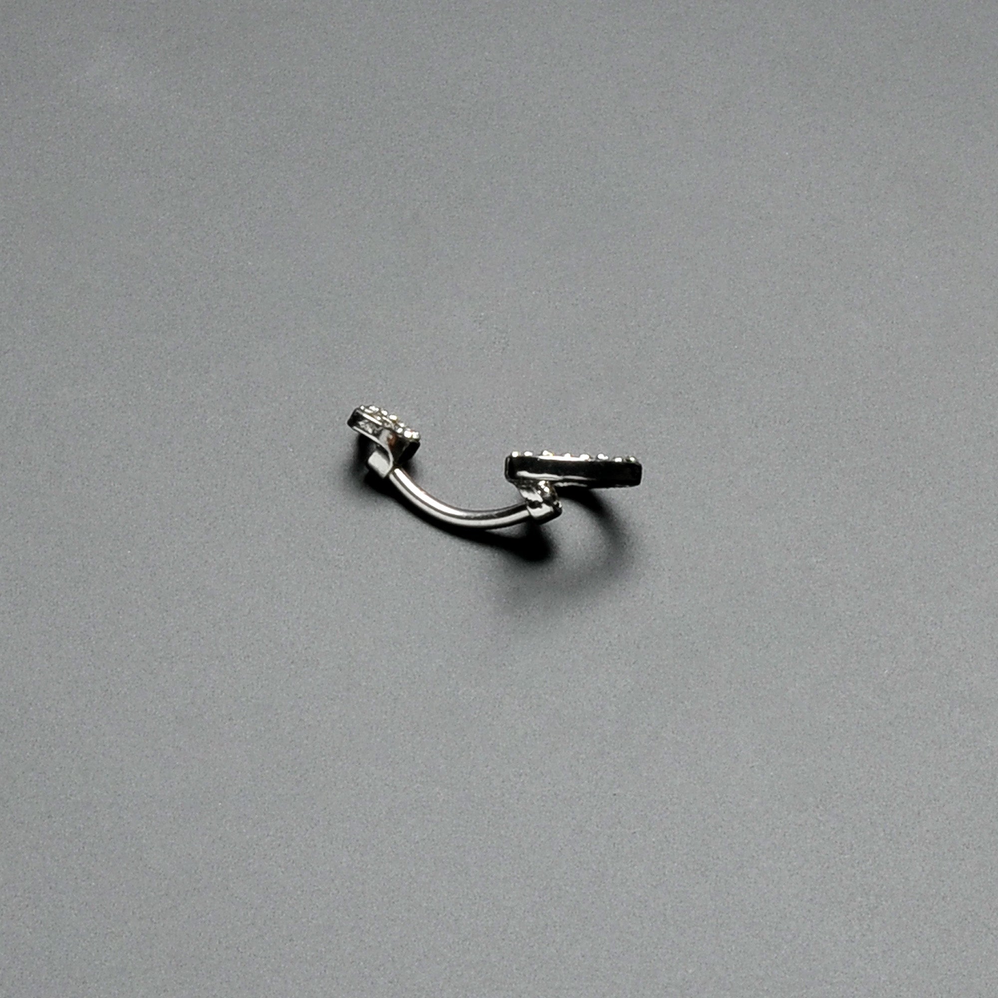 Clear Gem Open Heart Valentine Double Mount Belly Ring
