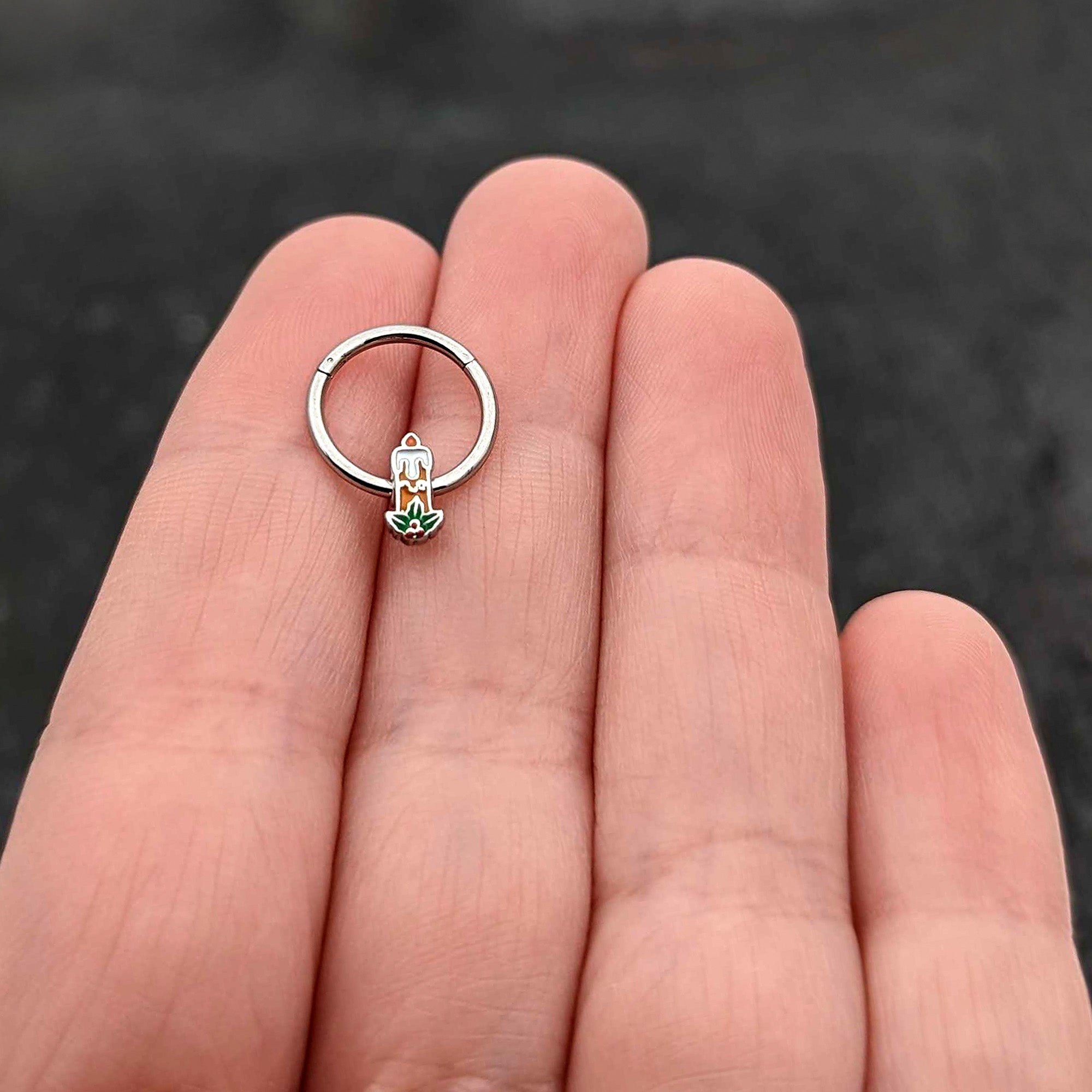 16G 3/8 Sweet Holiday Candle Christmas Hinged Segment Ring