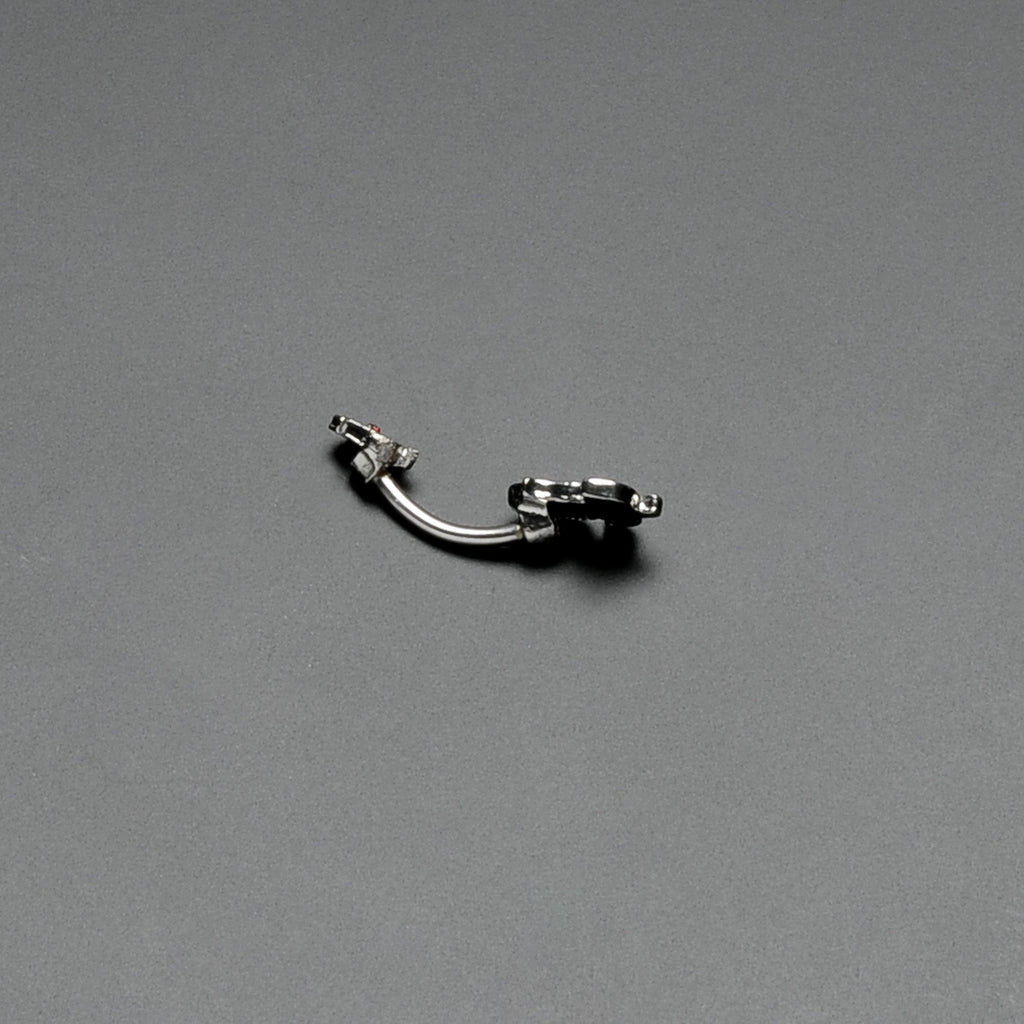 Sweet Happy Rose Flower Double Mount Belly Ring