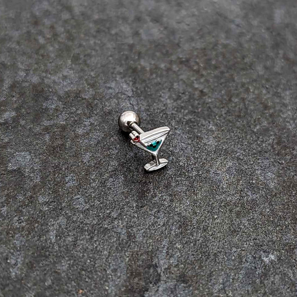 16G 1/4 Sweet Martini Glass Heart Cartilage Tragus Earring