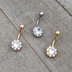 Clear CZ Gem Luxury Sun Splash Belly Ring