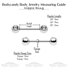 14G 9/16 Clear CZ Gem Butterflies Barbell Nipple Ring Set