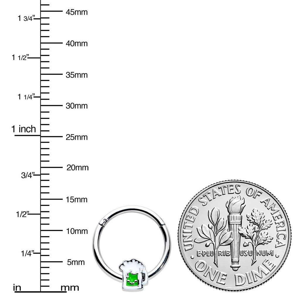 16G 3/8 Sweet Happy Green Beer St Patricks Hinged Segment Ring
