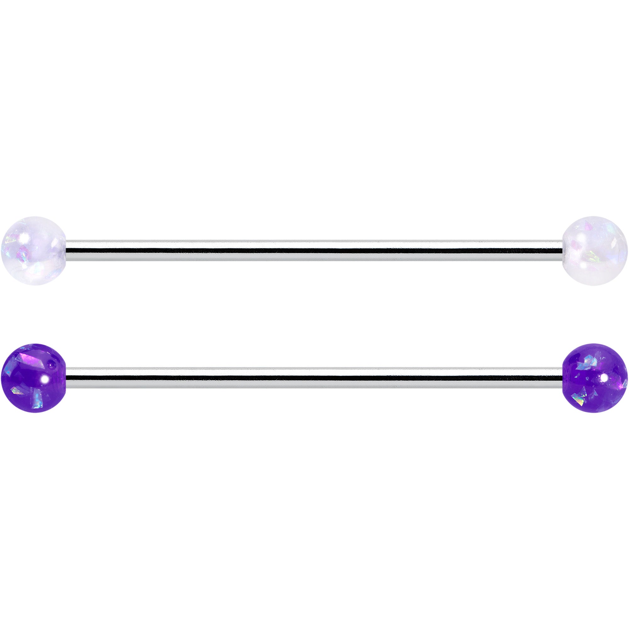 14G Pink White Purple Faux Opal Pack Industrial Barbell Set of 4