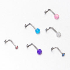 20G Nose Screw Gem Faux Opal Pack Pretty  Nose Ring Set of 6