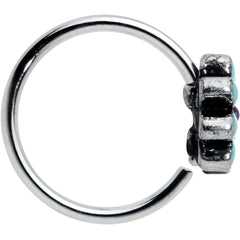 20G 5/16 Blue Gem Flower Teal Petals Nose Hoop