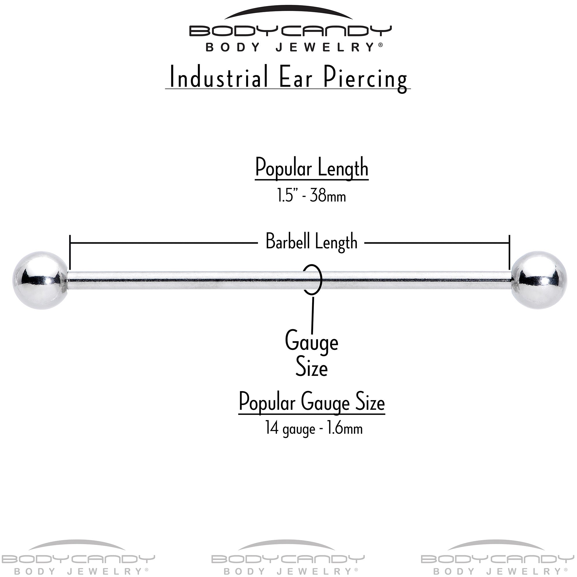 14G Aurora CZ Gem Snowflake Style Industrial Barbell 38mm
