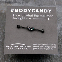14G Flying Black Bat Industrial Barbell 38mm