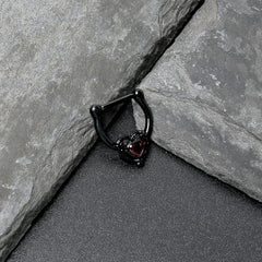 16G 5/16 Red CZ Gem Black Passion Heart Cartilage Clicker
