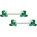 14G 9/16 Glitter Top Hat Shamrock Barbell Nipple Ring Set