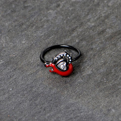 20G 5/16 Clear Gem Black Bleeding Heart Nose Hoop