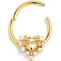 16G 3/8 Clear CZ Gem Gold Tone Heart Duo Hinged Segment Ring