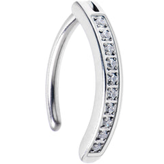 14G 1/2 Implant Grade Titanium CZ Paved Hinged Hoop Belly Ring
