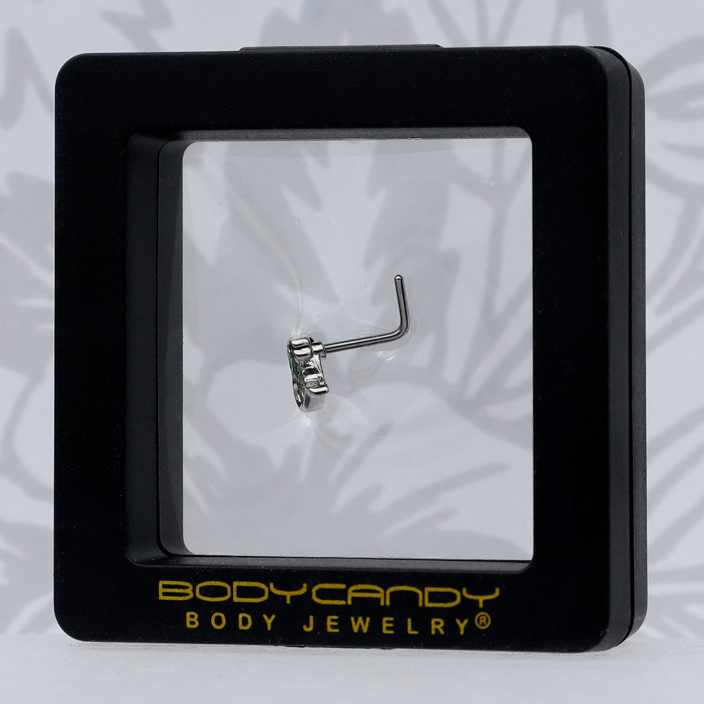 20G 1/4 Palm Tree Love Heart L Shape Nose Ring