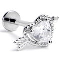 16G 5/16 Clear CZ Gem Fusion of Love Labret Monroe Tragus