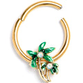 16G 3/8 Aurora Gem Gold Tone Palm Tree Glam Hinged Segment Ring