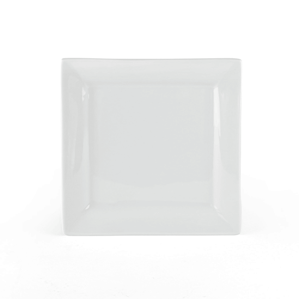 Square Porcelain Dinner Plates, White, Set of 6