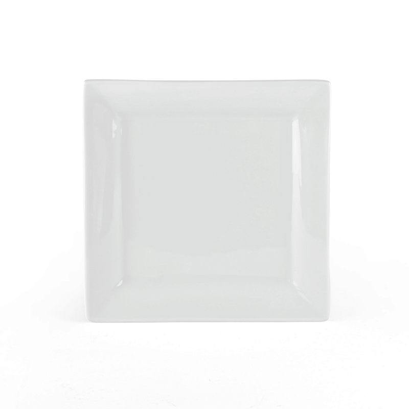 Square Porcelain Dinner Plates, White, Set of 6