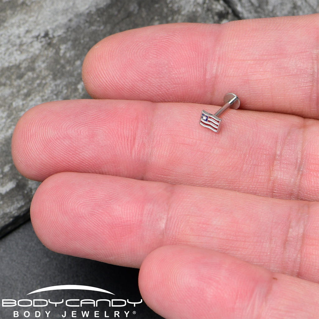 16G 5/16 Patriotic Flag Labret Monroe Tragus