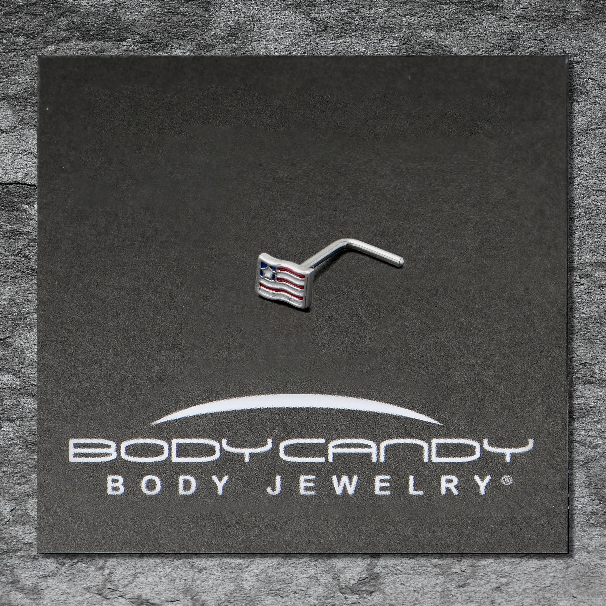 20G 7mm Patriotic Flag L Shape Nose Ring