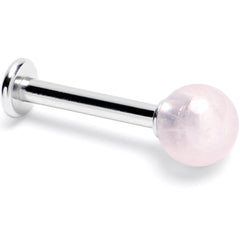 14G 3/8 Pink Crystal Natural Stone Labret Tragus Earring