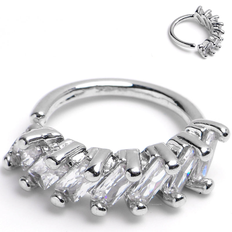 18G 5/16 Princess Cubic Zirconia Bendable Hoop