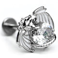 16G 5/16 Clear Gem Heart of Dragon Labret Monroe Tragus