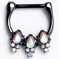 16G 5/16 Aurora CZ Gem Black Dream Drops Cartilage Clicker Ring