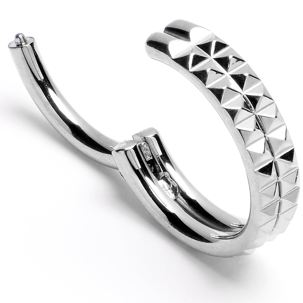 16G 5/16 Pyramid Cut Double Hoop 316L Surgical Steel Hinged Segment Ring