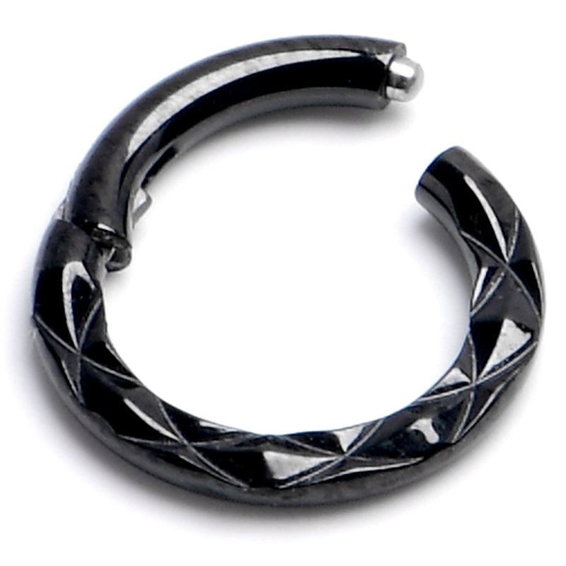 16G 1/4 Black Punk Texture Precision Hinge Segment Ring