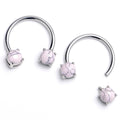 14G 9/16 Pink Turquoise Internally Threaded Horseshoe Nipple Ring Set